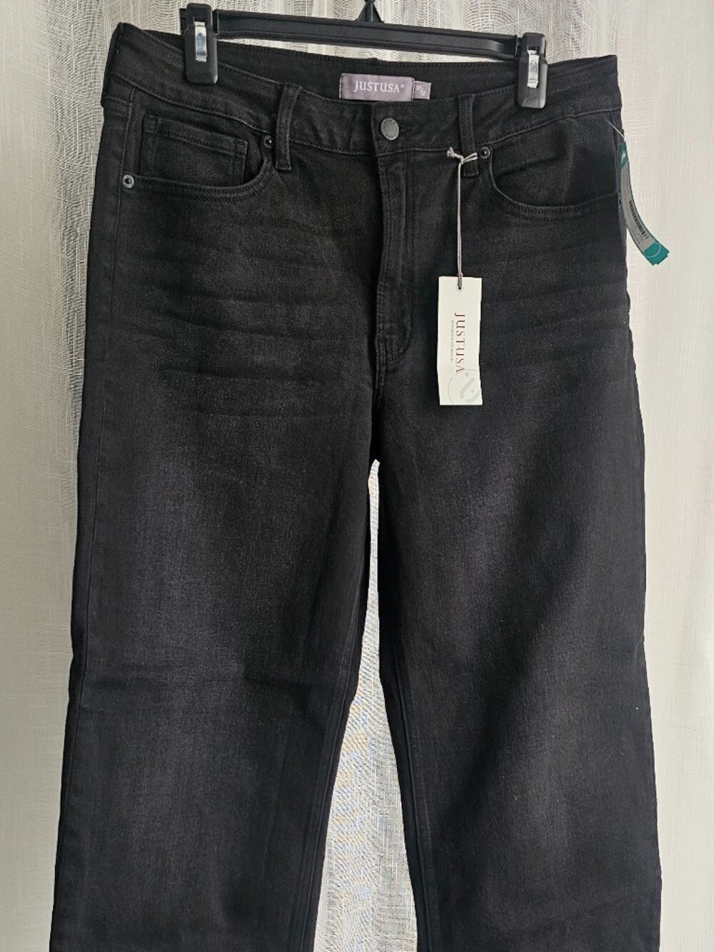 Just USA Stitch Fix Nori Scissor Cut Cuffed Hem Straight Leg Jean Black Size 12